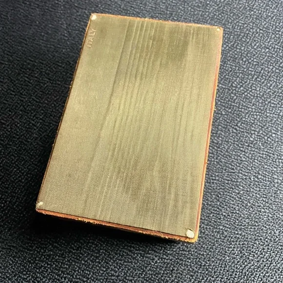 VTG Italian leather bound hinged gilded wooden casket box